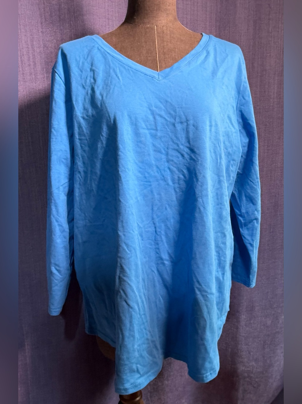 Weatherproof Women's Bright Blue V-Neck Long Sleeve Tee